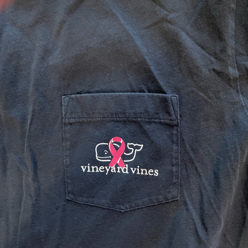 Vineyard Vines Navy Short-Sleeve Pocket Tee with Pink Logo - Picture 3 of 6